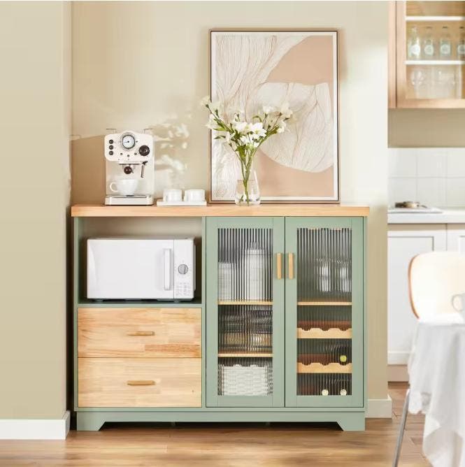 Buffetdressoir met Glazen Deuren Keukenkast Halkast Opbergka, Huis en Inrichting, Kasten | Buffetkasten, Nieuw, Verzenden