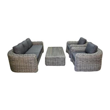 Las Palmas stoel bank loungeset 4-delig grijs, Tuin en Terras, Tuinsets en Loungesets, Ophalen of Verzenden, Nieuw, Wicker