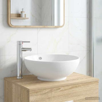 vidaXL Badkamer wastafel met kraan en afvoer Chroom 44 x 44, Verzenden, Nieuw