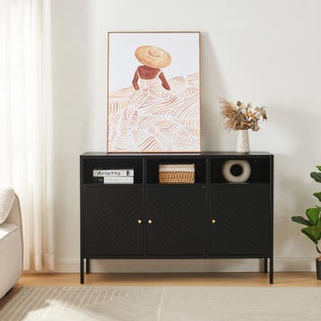 Commode Janakkala dressoir 119x35x80 cm zwart [en.casa], Verzenden, Nieuw