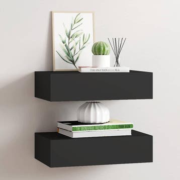 vidaXL Wandschappen 2 st met lade 40x23,5x10 cm MDF zwart, Verzenden, Nieuw