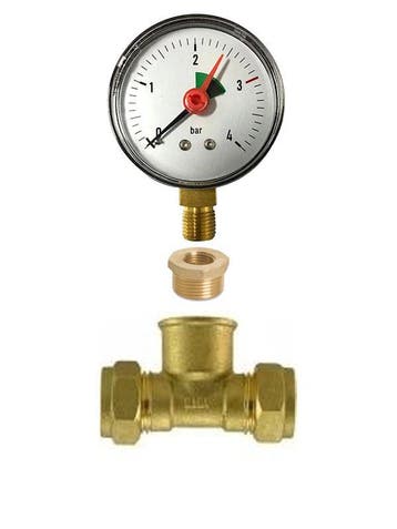CV drukmeter met  t-stuk 22 x 1/2 x 22, Ophalen of Verzenden, Nieuw, Cv-ketel of Combi-ketel, Hoog rendement (Hr)