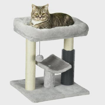 Kleine Kattentoren met Krabpaal en Hangbal - 48 cm Hoog - Gr