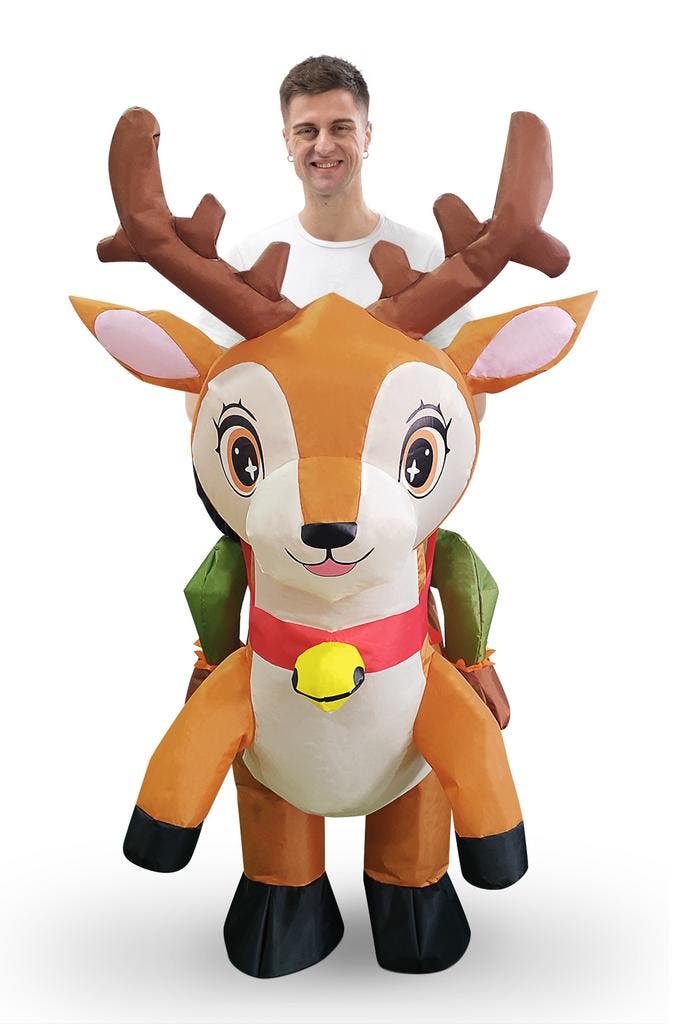 KIMU® Opblaas Kostuum Kinderen Zittend Op Hert 122 128 134 1, Kleding | Heren, Carnavalskleding en Feestkleding, Kleding, Nieuw