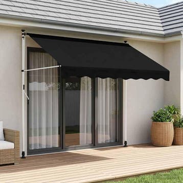 vidaXL Handmatig uitschuifbare luifel Zwart 400 cm, Tuin en Terras, Zonneschermen, Verzenden, Nieuw