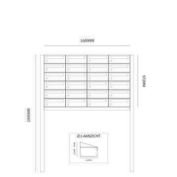 Brievenbusunit Hive set vrijstaand 4-breed, 6-hoog - zwart, Verzenden, Nieuw