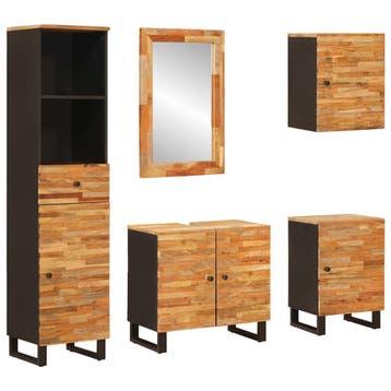 vidaXL Badkamer Sets 5 st Naturel 38 x 33 x 160 cm Massief, Huis en Inrichting, Verzenden, Nieuw, Overige typen
