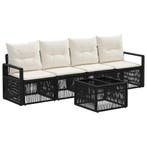 vidaXL Tuinbankenset 5 pcs Zwart poly rattan, Verzenden, Nieuw, 5 zitplaatsen