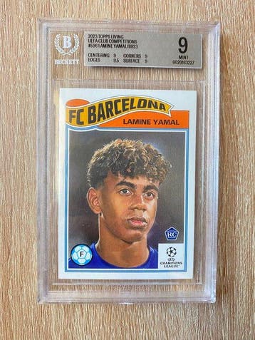 2023/24 Topps Lamine Yamal 596 Rookie-kaart - Beckett 9, Nieuw