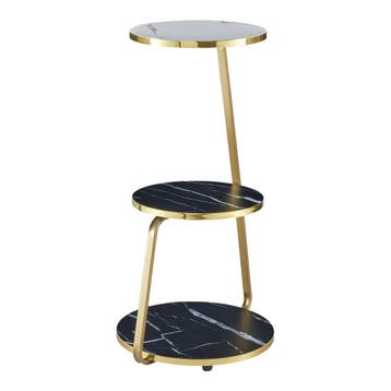 [en.casa] Bijzettafel Sipoo 74x46x37cm marmer zwart en marme, Huis en Inrichting, Tafels | Bijzettafels, Verzenden, Nieuw