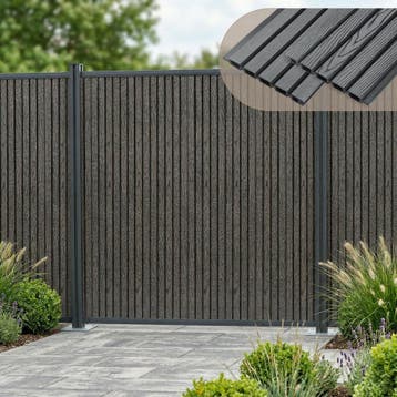 WPC schutting Grassano uitbreidingsset met 2 palen 185x180 c, Verzenden, Nieuw