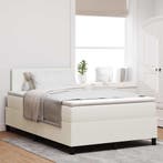 vidaXL LED Box Spring Bed Crème en Wit 120 x 190 cm Katoen, Verzenden, Nieuw, Crème