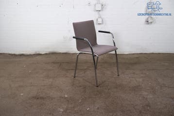 Casala kantinestoel stapelbaar wit/grijs met armleuningen ch, Verzenden, Gebruikt