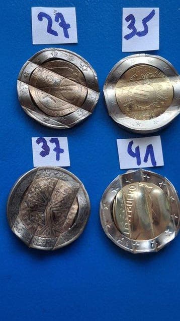 Europa. 2 Euro 2000/2014 (4 coins with cancellation marks)