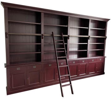 Boekenkast XXXL rood  met trap Kesteren 400 x 240cm, Ophalen of Verzenden, Nieuw