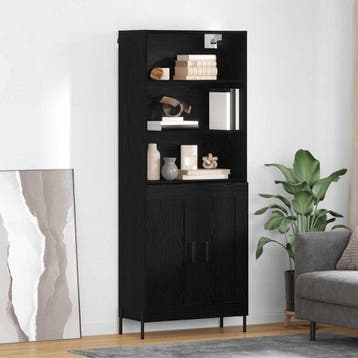 vidaXL buffetkast Zwart eiken 69,5 x 34 x 180 cm Bewerkt, Minder dan 50 cm, Verzenden, Nieuw, Minder dan 100 cm