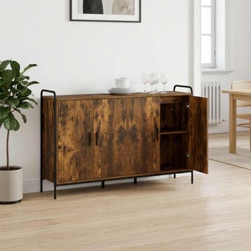 vidaXL Dressoir Gerookt eiken 97 x 33 x 81 cm Bewerkt hout, Huis en Inrichting, Verzenden, Nieuw, Overige houtsoorten, Minder dan 50 cm