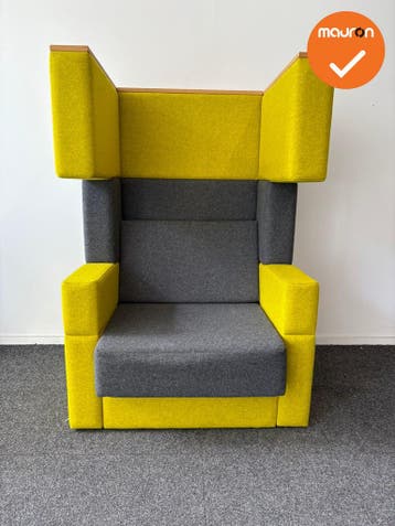 Akoestische design Fauteuil - Geel / Antraciet- refurbished, Vergader- of Presentatieruimte, Ophalen of Verzenden, Gebruikt, Stoel