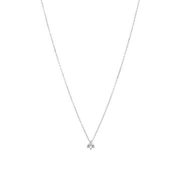 Witgouden solitair collier met diamant 14 krt, Verzenden, Zo goed als nieuw, Goud, Met hanger