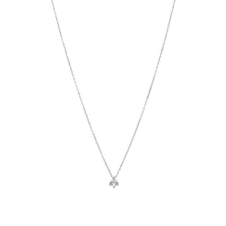 Witgouden solitair collier met diamant 14 krt, Sieraden, Tassen en Uiterlijk, Kettingen, Goud, Zo goed als nieuw, Met hanger, Verzenden
