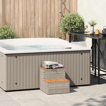 vidaXL Hottub-opstap 50x50x50,5 cm poly rattan&massief, Verzenden, Nieuw