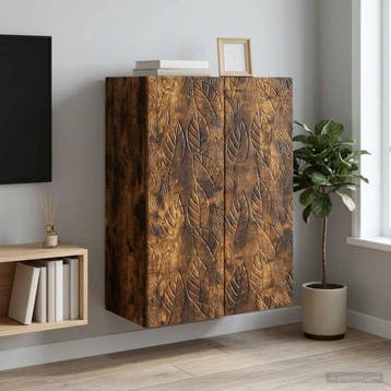 vidaXL Wandkast 66 x 34,5 x 90 cm Bewerkt hout Gerookt eiken, Huis en Inrichting, Kasten | Overige, Verzenden, Nieuw