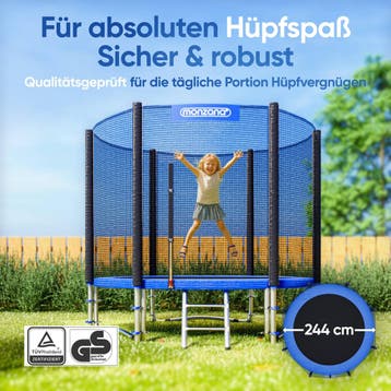 Trampoline Blauw Ø244cm incl Veiligheidsnet & Ladder, Verzenden, Nieuw