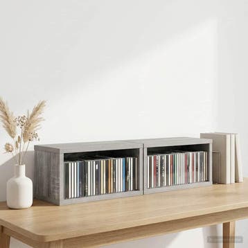 vidaXL CD Opslag Rek 2 st Grijs Sonoma 40 x 17 x 17 cm, Verzenden, Nieuw