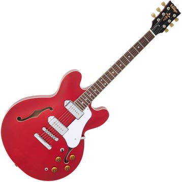 Vintage Semi-Acoustic Guitar - Chrome Soapbar - Cherry Red, Verzenden, Nieuw