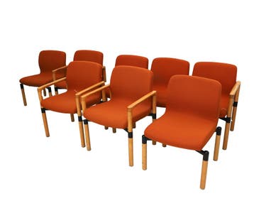 Meubilair met oranje stoffering, uitvoering Fröscher Sitform, Gebruikt