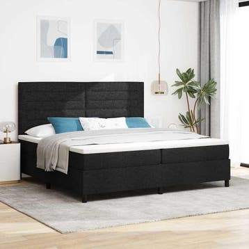 vidaXL Boxspring bed met matras met LED Zwart 200 x 200 cm, Verzenden, Zwart, Stof, Nieuw