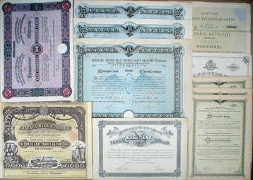 Hongarije. 20 x Hungarian Bonds and Stocks uncancelled +