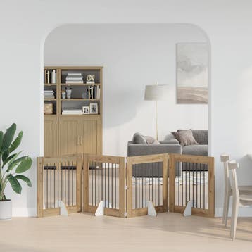 vidaXL Opvouwbaar hondenhek met standaards 4 st Artisanaal, Dieren en Toebehoren, Verzenden, Nieuw