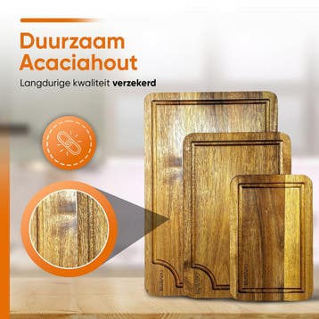 3 Delige Snijplankenset - Snijplanken acaciahout -, Ophalen of Verzenden, Nieuw