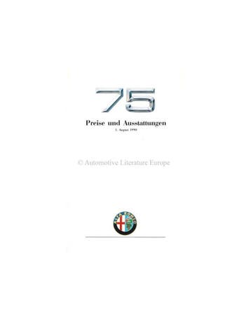 1990 ALFA ROMEO 75 PRIJSLIJST DUITS, Nieuw, Alfa Romeo, Author