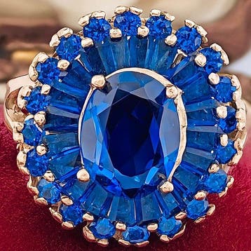 Zonder minimumprijs - Ring - 9 kt. Roségoud, Zilver Saffier, Nieuw