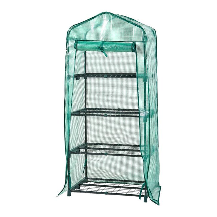 [en.casa] Tuinkas Chaam foliekas 158x69x49 cm groen, Tuin en Terras, Tuinhuizen, Verzenden