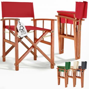 Regisseursstoel rood eucalyptushout FSC®-gecertificeerd I.., Tuin en Terras, Tuinstoelen, Verzenden, Nieuw