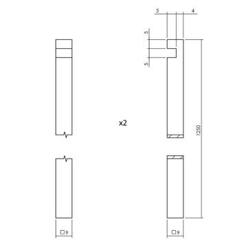 Intersteel set pomp-espagnolet incl. stangenset 2x125cm -, Verzenden, Nieuw