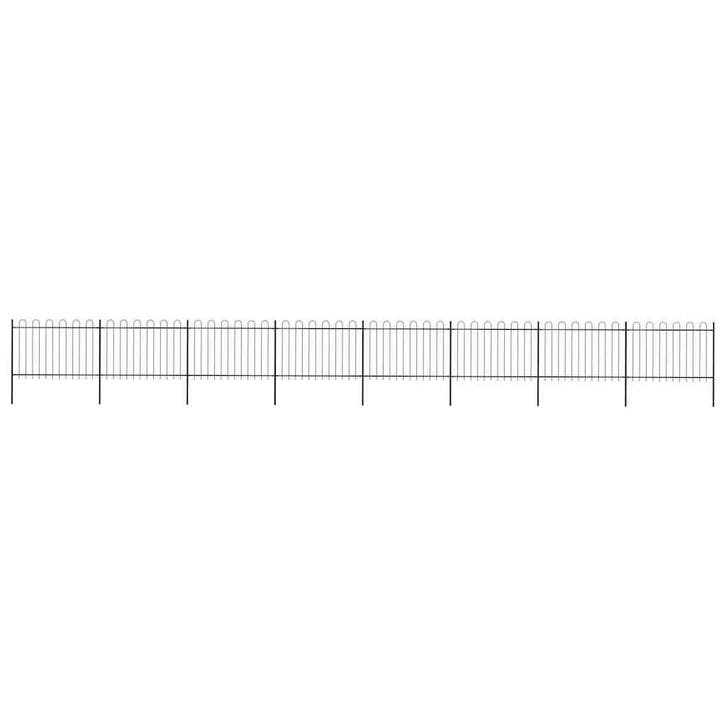 vidaXL Tuinhek met ringtop staal 1426x120 cm zwart, Tuin en Terras, Schuttingen, Nieuw, IJzer, 1 tot 2 meter, Verzenden