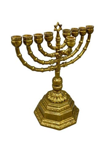 Zware bronzen Menorah / Chanoekia – 9-lichts – Davidster –