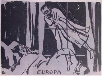 Spotprent met Haile Selassie als spook voor Europa (Lithos), Verzenden