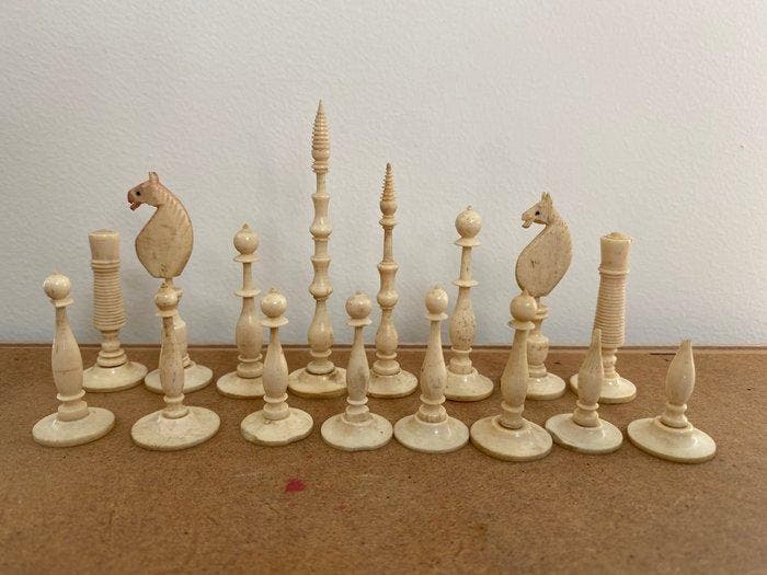 Schaakspel - Been, Antiek en Kunst, Curiosa en Brocante