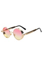 Ronde Bril Steampunk Vintage Goud Montuur Rond Roze Gele Gla, Ophalen of Verzenden, Nieuw, Roze