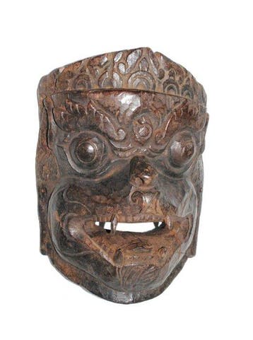 Oude !!! Masker Mahakala Bhairav sjamaan 28,5 cm hardhout, Antiek en Kunst