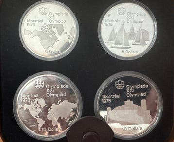 Canada. 5, 10 Dollars 1976, Olympic Silver Proof Set, 4 x