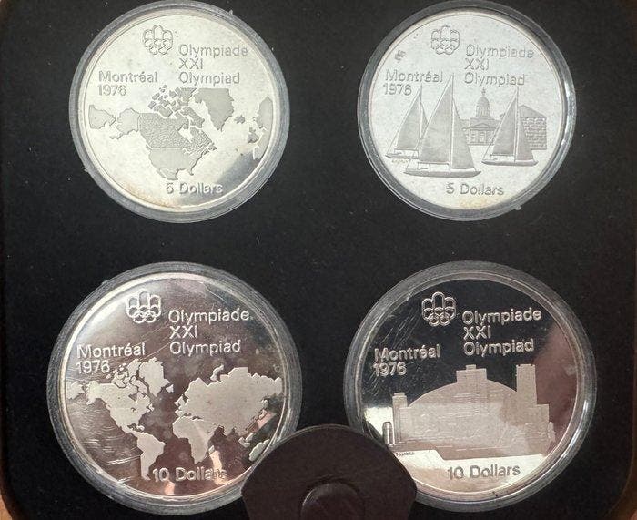 Canada. 5, 10 Dollars 1976, Olympic Silver Proof Set, 4 x, Postzegels en Munten, Munten | Europa | Niet-Euromunten