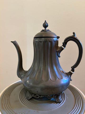 Koffiepot - Metaal, Tin pewter, Tin - Antiek Tin Koffiepot