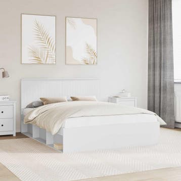 vidaXL Bedframe met hoofdeinde Wit 160 x 200 cm Massief, Verzenden, Nieuw, Wit, Hout