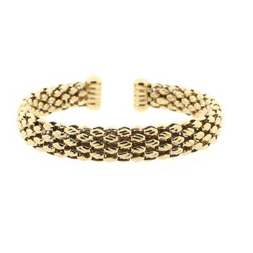 Gouden Meshschakel klemarmband; Maat M (Schakelarmband), Ophalen of Verzenden, Gebruikt, Goud, Goud